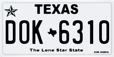 TX license plate DOK6310