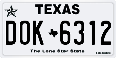 TX license plate DOK6312