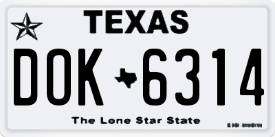 TX license plate DOK6314