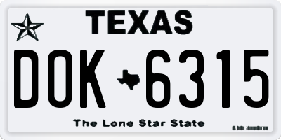 TX license plate DOK6315