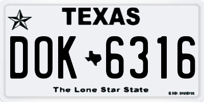 TX license plate DOK6316