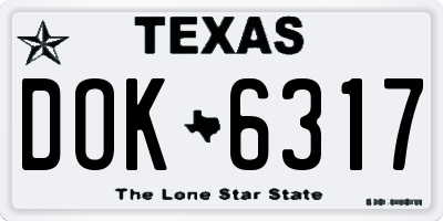 TX license plate DOK6317