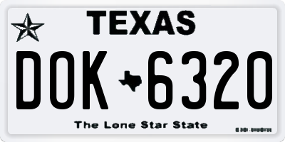 TX license plate DOK6320