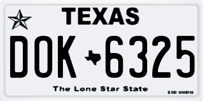 TX license plate DOK6325