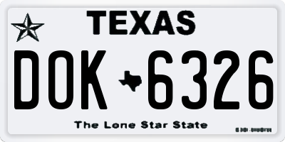 TX license plate DOK6326