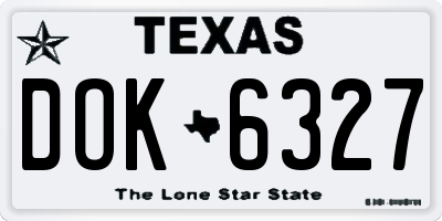 TX license plate DOK6327