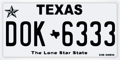 TX license plate DOK6333
