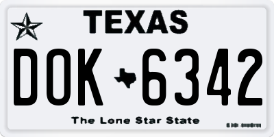 TX license plate DOK6342