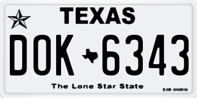 TX license plate DOK6343