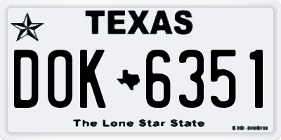 TX license plate DOK6351