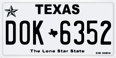TX license plate DOK6352