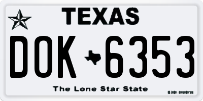 TX license plate DOK6353
