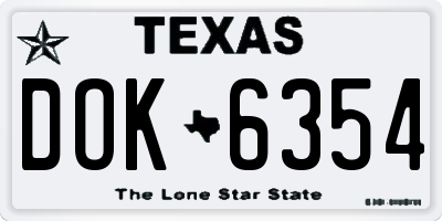 TX license plate DOK6354