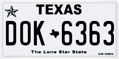 TX license plate DOK6363