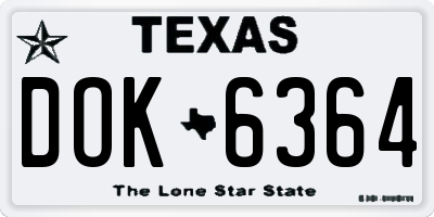 TX license plate DOK6364