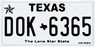 TX license plate DOK6365