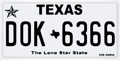 TX license plate DOK6366