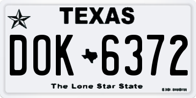 TX license plate DOK6372