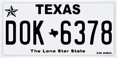 TX license plate DOK6378