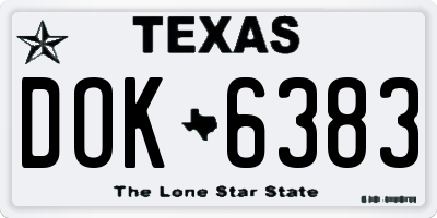 TX license plate DOK6383