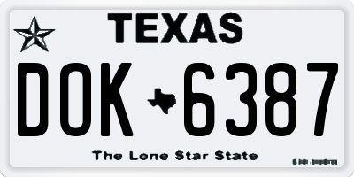 TX license plate DOK6387