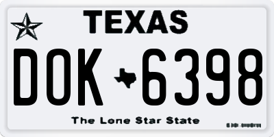 TX license plate DOK6398