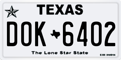 TX license plate DOK6402