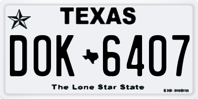 TX license plate DOK6407