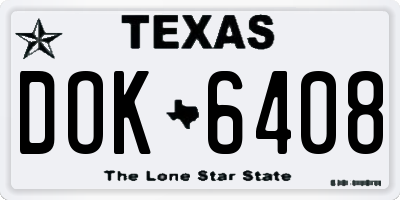 TX license plate DOK6408