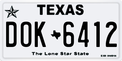 TX license plate DOK6412