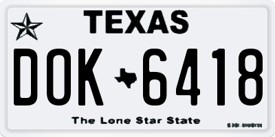 TX license plate DOK6418