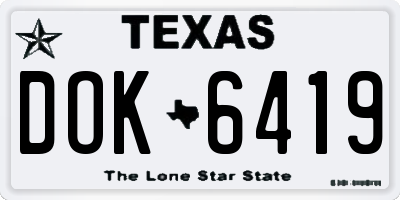 TX license plate DOK6419