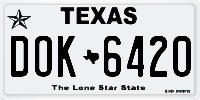 TX license plate DOK6420