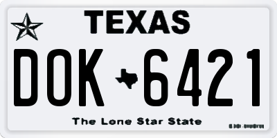 TX license plate DOK6421