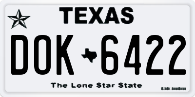 TX license plate DOK6422