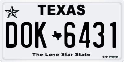 TX license plate DOK6431