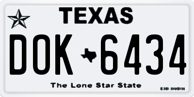 TX license plate DOK6434