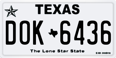 TX license plate DOK6436
