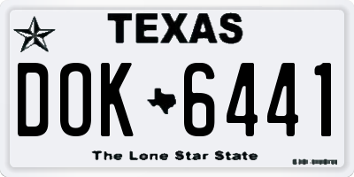 TX license plate DOK6441