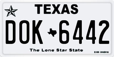 TX license plate DOK6442