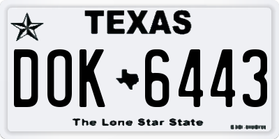 TX license plate DOK6443