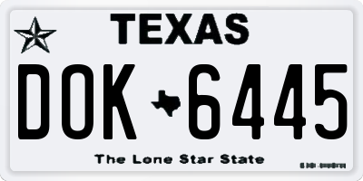 TX license plate DOK6445