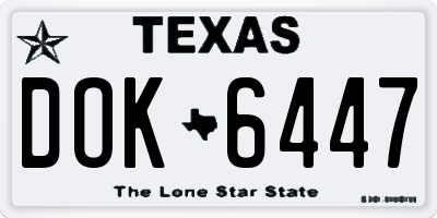 TX license plate DOK6447
