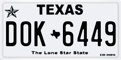 TX license plate DOK6449