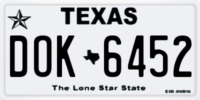 TX license plate DOK6452