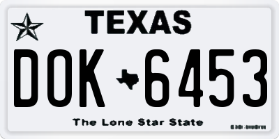 TX license plate DOK6453