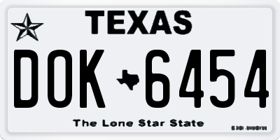 TX license plate DOK6454