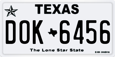 TX license plate DOK6456