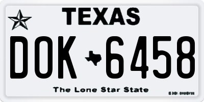 TX license plate DOK6458
