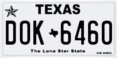 TX license plate DOK6460